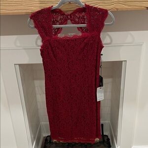 Adrianna Papell Red Lace Mini Dress